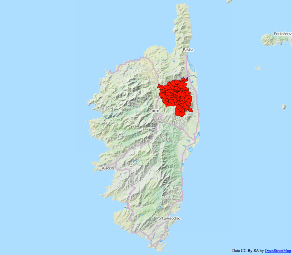 The Castagniccia area in Corsica.