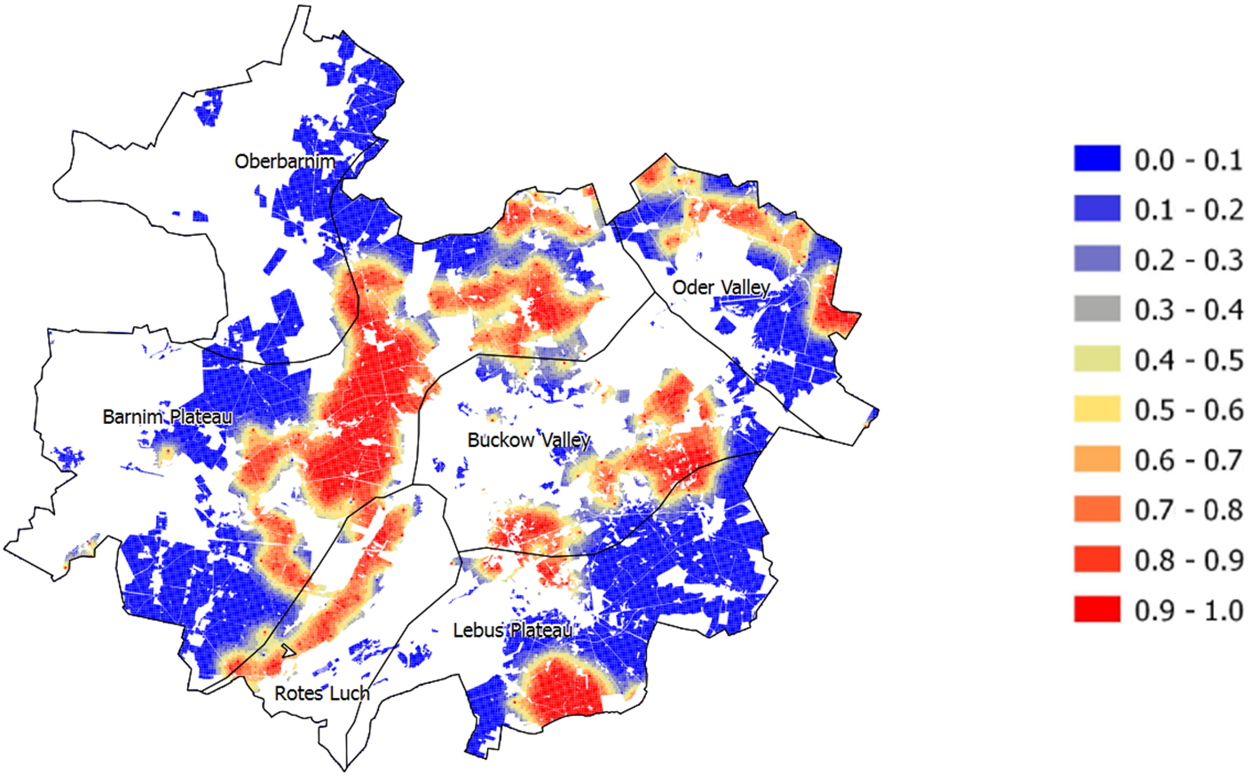 Probability for habitat for species (HAB).