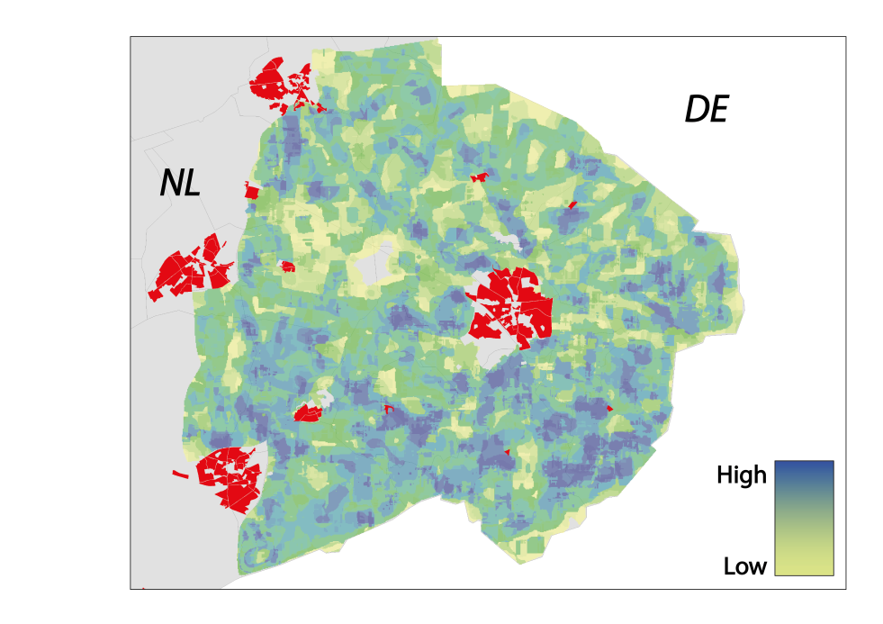 Figure 5: A map of visual landscape quality: the spatial distribution of landscape preferences.